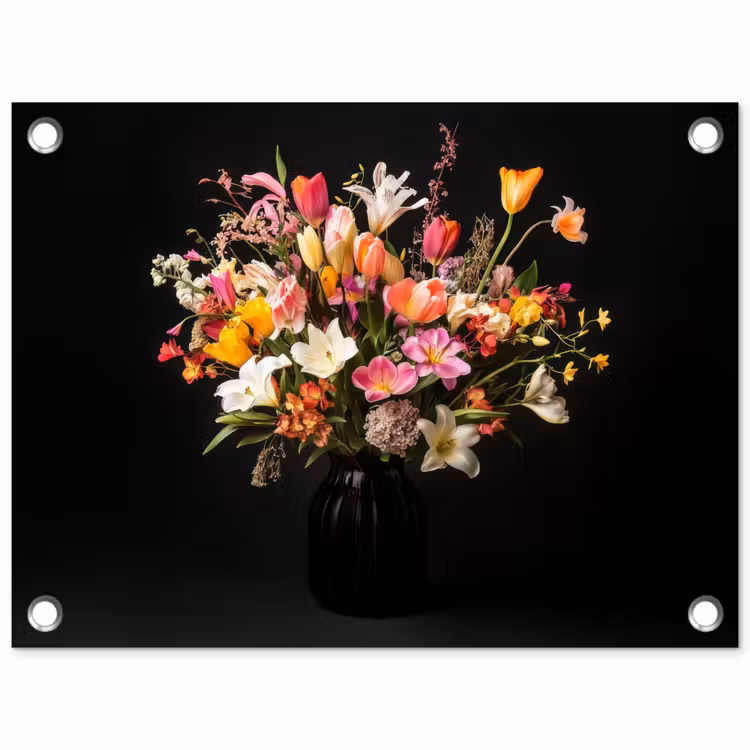 Vaas - Bloemen - Tulpen tuinposter los doek klein -3d