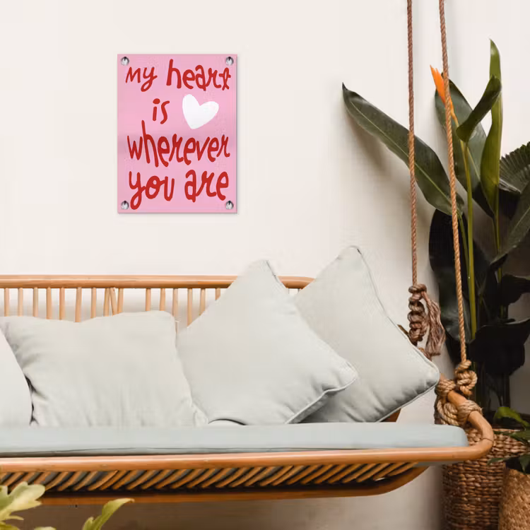 Valentijn - Hart - Liefde - Roze tuinposter los doek klein -sfeer7