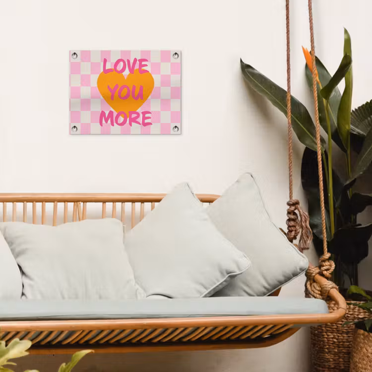 Valentijn - Love - Roze - Oranje tuinposter los doek klein -sfeer7