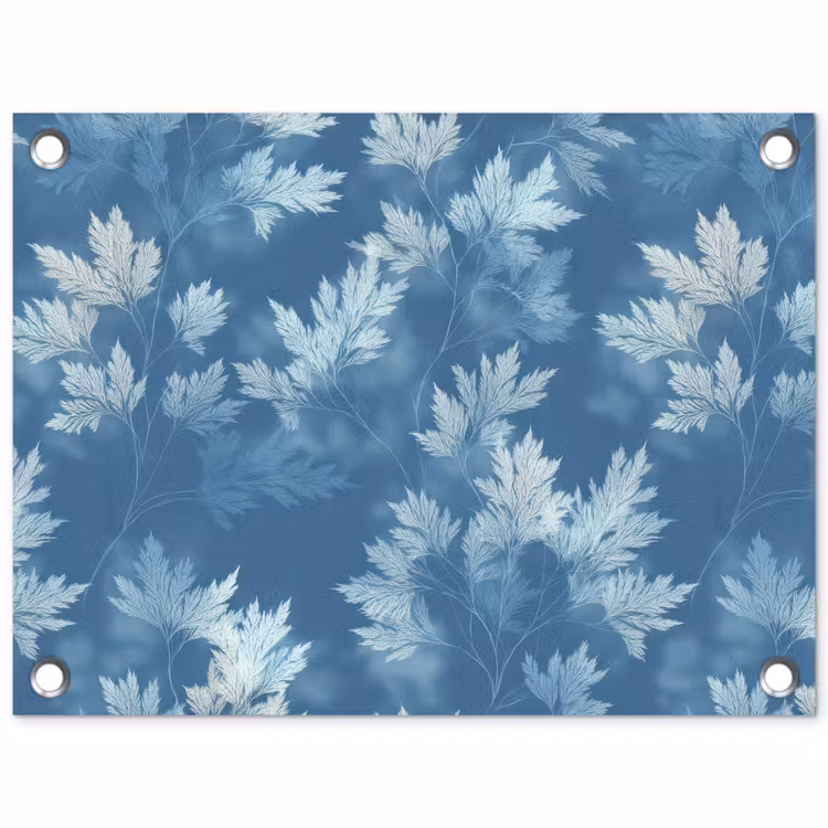 Varen - Botanisch - Patroon - Grijsblauw tuinposter los doek klein 239 -3d