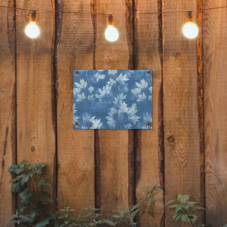 Varen - Botanisch - Patroon - Grijsblauw tuinposter los doek klein 239 -sfeer1