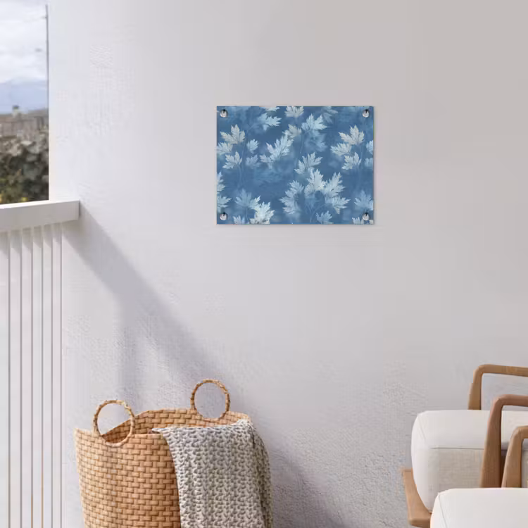 Varen - Botanisch - Patroon - Grijsblauw tuinposter los doek klein 239 -sfeer8