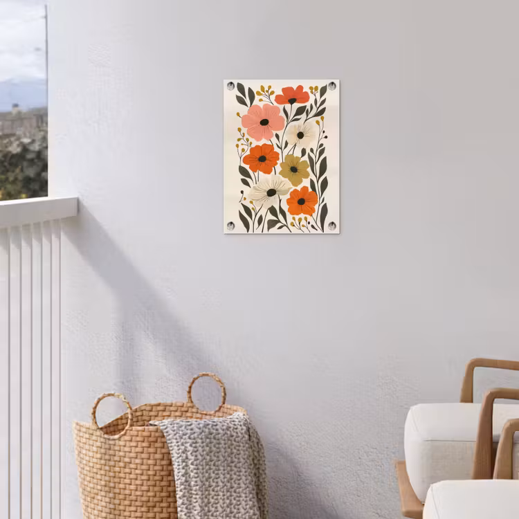 Veldbloemen - Stengels - Blaadjes - Groen tuinposter los doek klein -sfeer8