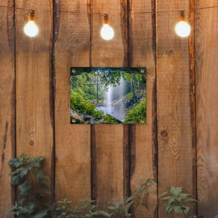 Verborgen Waterval tuinposter los doek klein -sfeer1