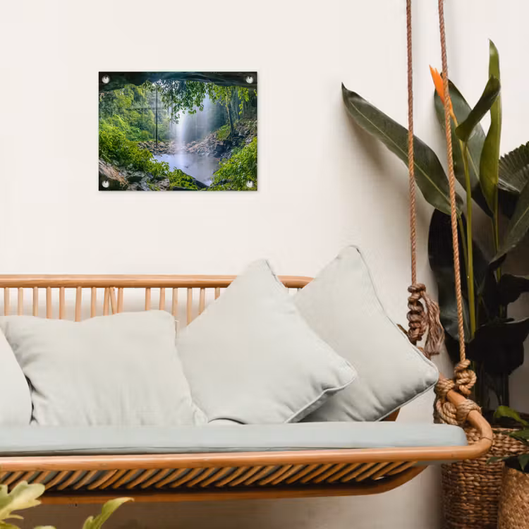 Verborgen Waterval tuinposter los doek klein -sfeer7