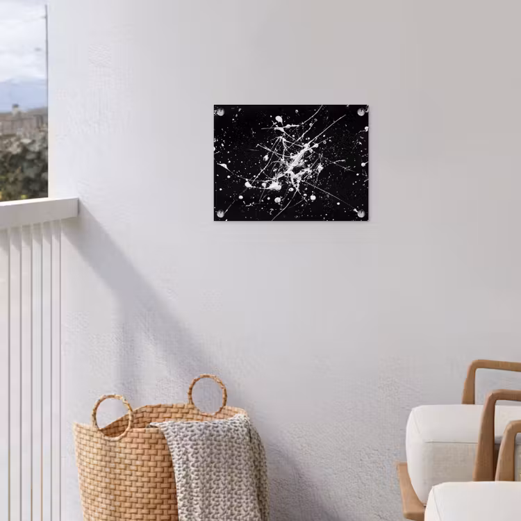 Verfspatten - Wit - Abstract - Explosie tuinposter los doek klein -sfeer8