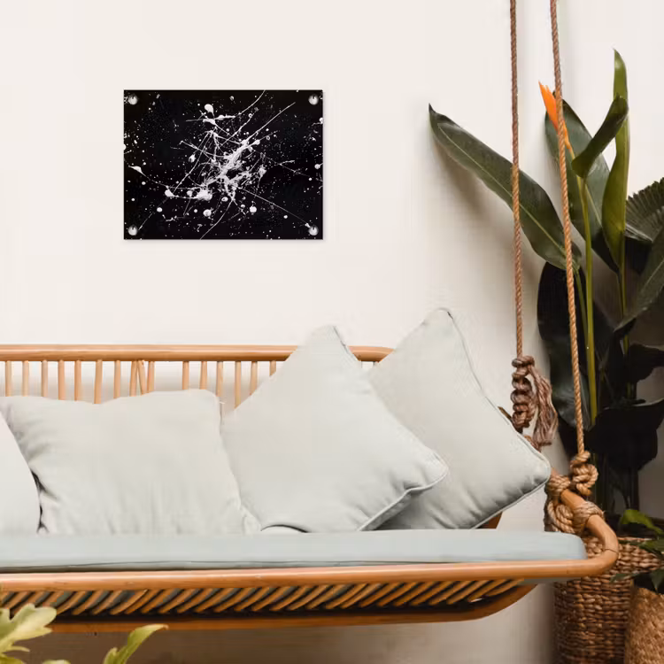 Verfspatten - Wit - Abstract - Explosie tuinposter los doek klein -sfeer7