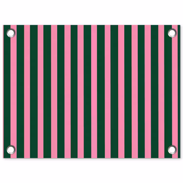Verticale strepen - Groen - Roze tuinposter los doek klein 239 -3d
