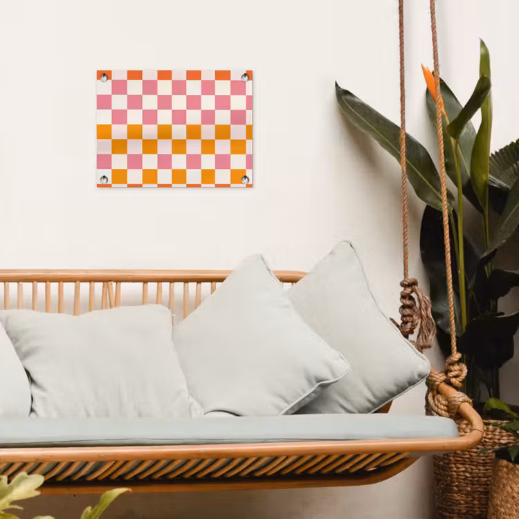 Vierkant - Patroon - Oranje tuinposter los doek klein 239 -sfeer7