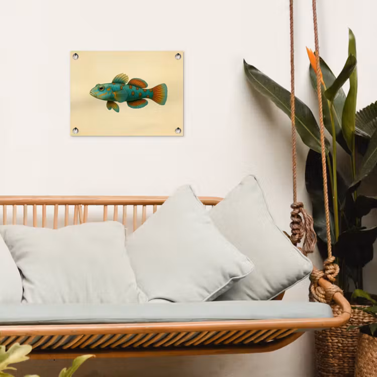 Vis - Blauw - Stippen - Schubben tuinposter los doek klein -sfeer7