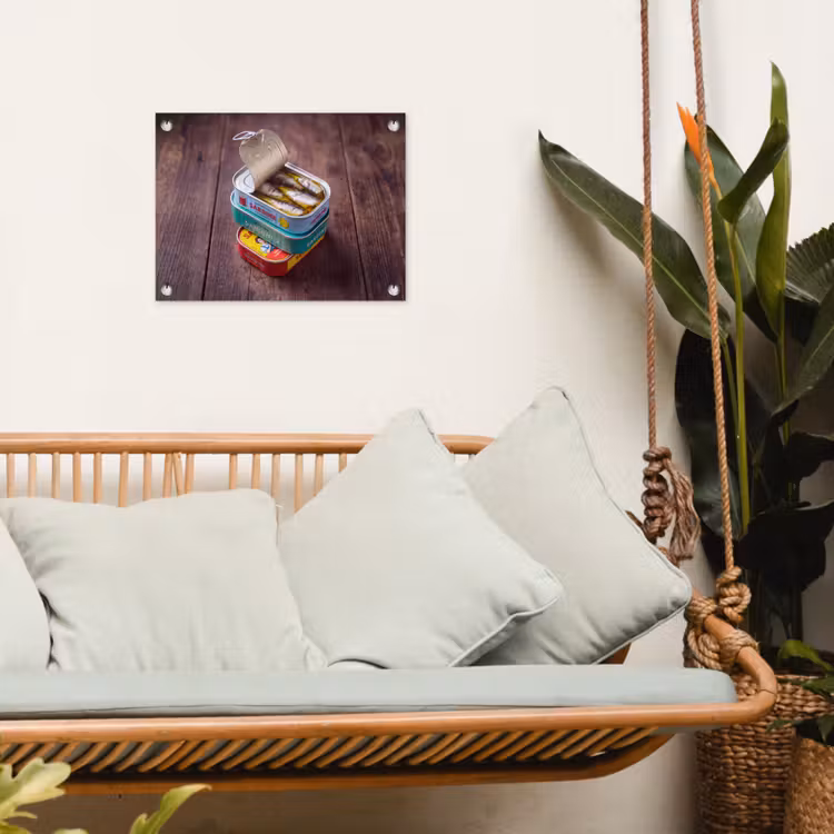 Tuinposter - Vis - Blikjes - Keuken - Vis - Blikjes - Keuken tuinposter los doek klein