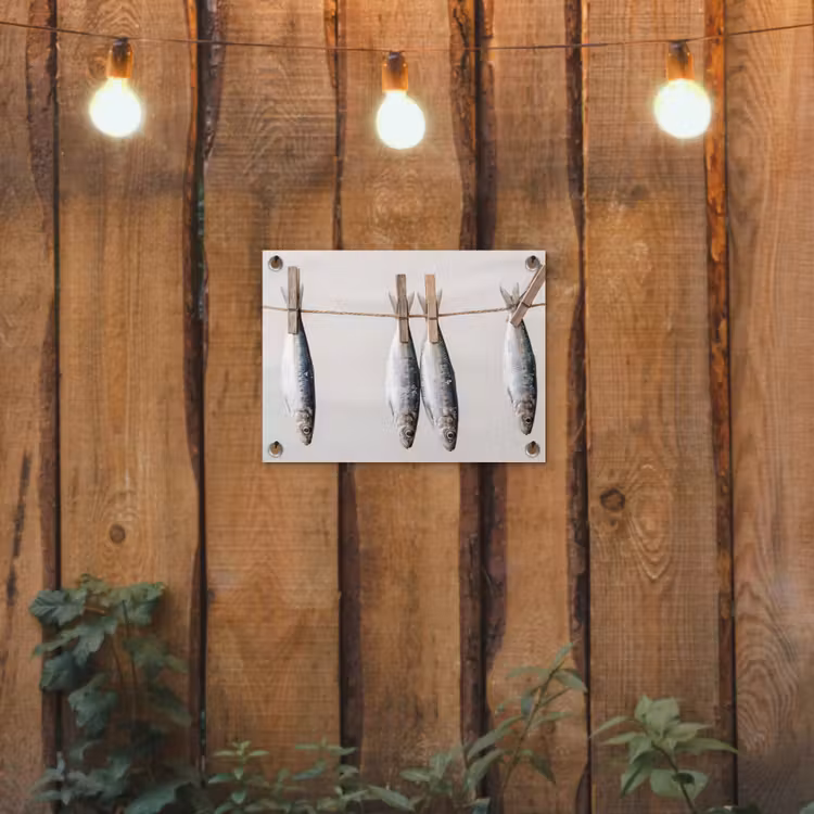 Tuinposter - Vis - Hangend - Eten - Vis - Hangend - Eten tuinposter los doek klein