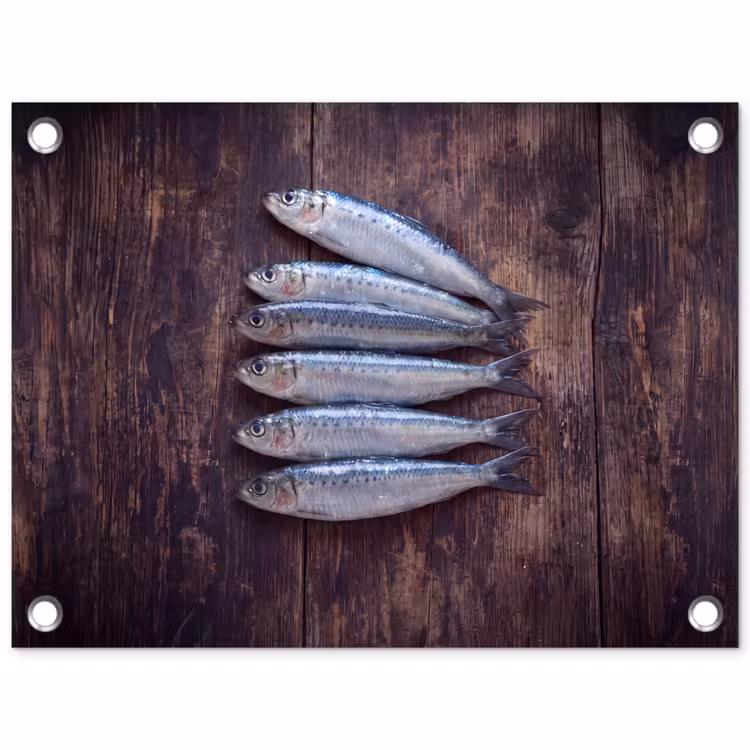 Tuinposter - Vis - Hout - Eten - Vis - Hout - Eten tuinposter los doek klein
