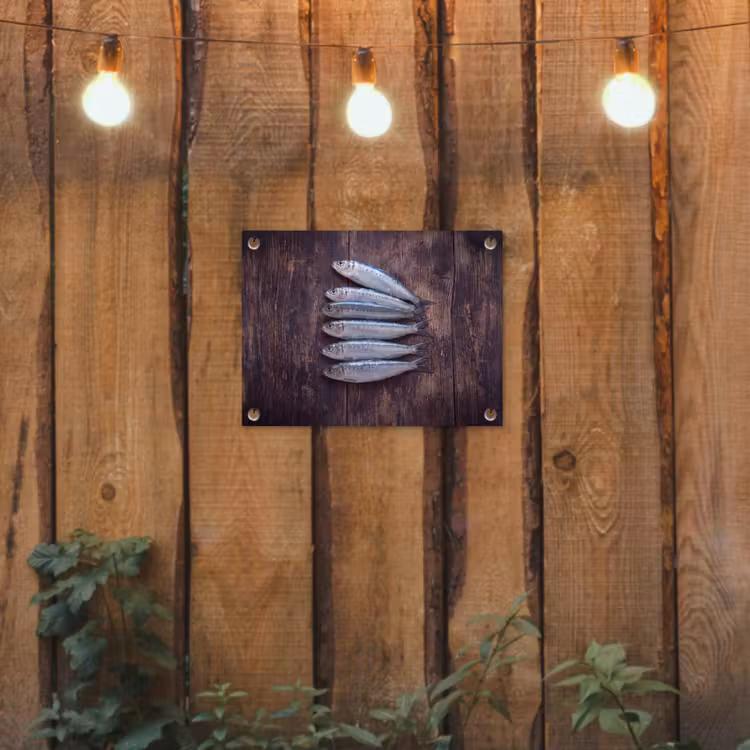 Tuinposter - Vis - Hout - Eten - Vis - Hout - Eten tuinposter los doek klein