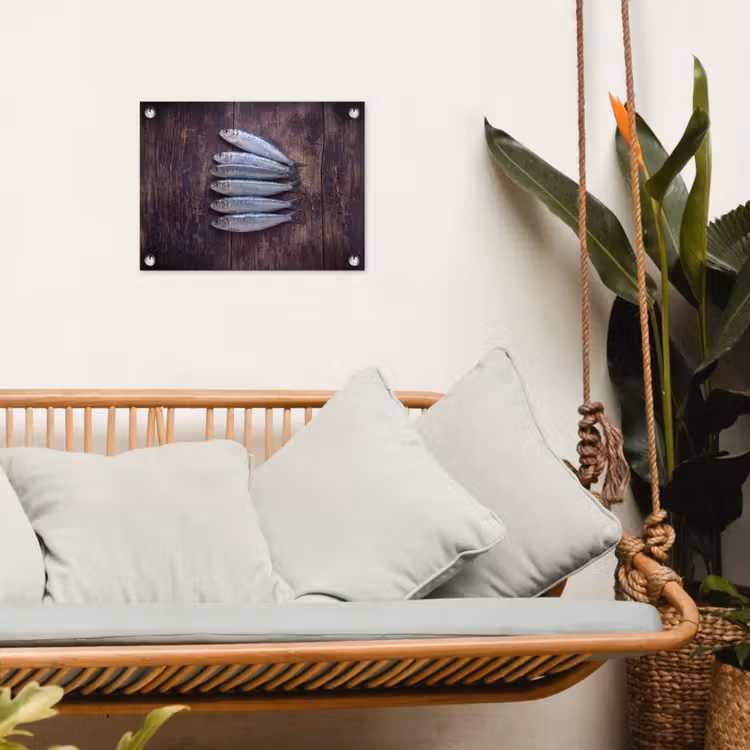 Tuinposter - Vis - Hout - Eten - Vis - Hout - Eten tuinposter los doek klein