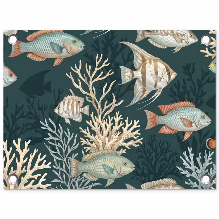 Vis - Koraal - Onderwater - Illustratie tuinposter los doek klein -3d