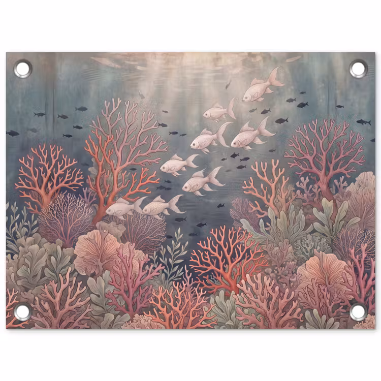 Vis - Koraal - Onderwater - Illustratie - Vintage tuinposter los doek klein -3d