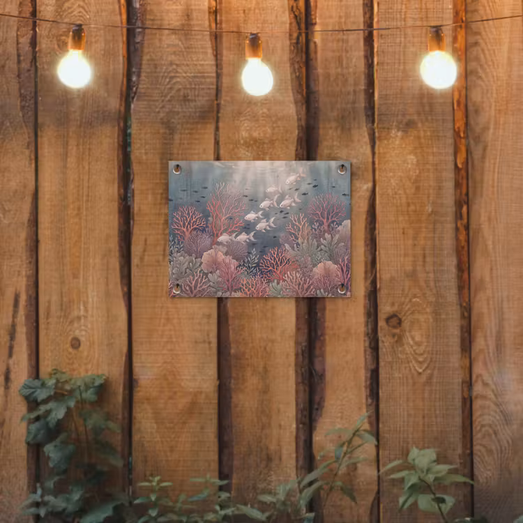 Vis - Koraal - Onderwater - Illustratie - Vintage tuinposter los doek klein -sfeer1