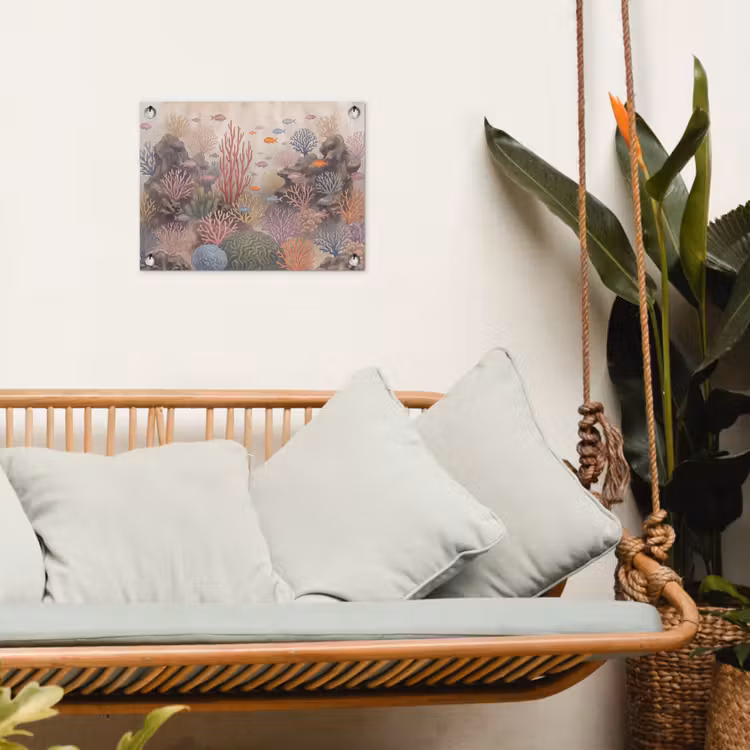 Vis - Koraalrif - Onderwaterwereld - Illustratie tuinposter los doek klein -sfeer7