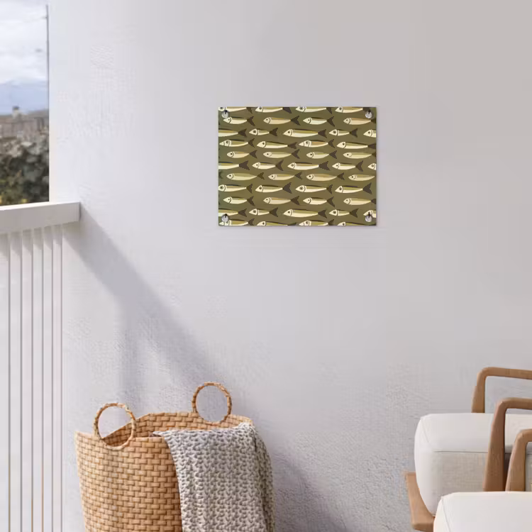 Vis - Patroon - Groen tuinposter los doek klein 239 -sfeer8