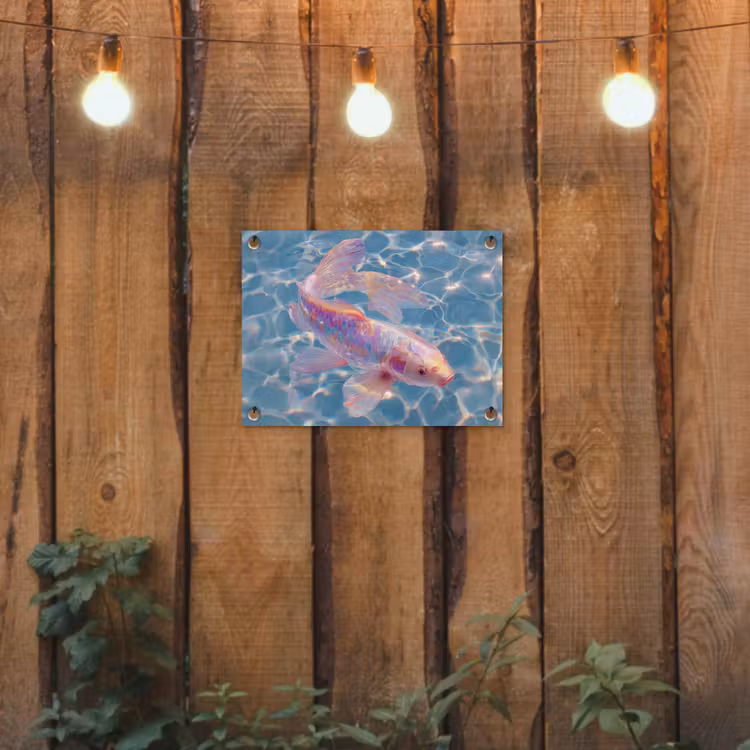 Vis - Water - Blauw - Licht tuinposter los doek klein -sfeer1