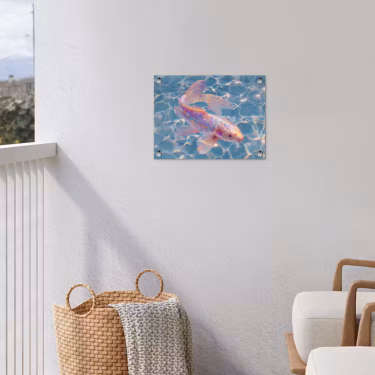 Vis - Water - Blauw - Licht tuinposter los doek klein -sfeer8