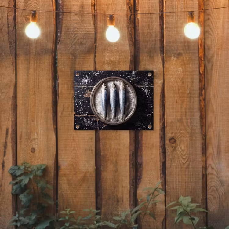 Tuinposter - Vis - Zout - Eten - Vis - Zout - Eten tuinposter los doek klein