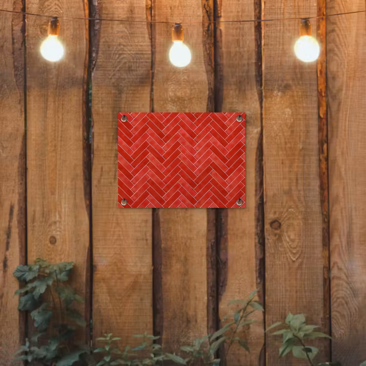 Visgraat - Tegel - Rood tuinposter los doek klein 239 -sfeer1
