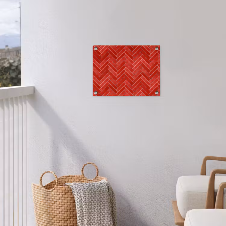 Visgraat - Tegel - Rood tuinposter los doek klein 239 -sfeer8