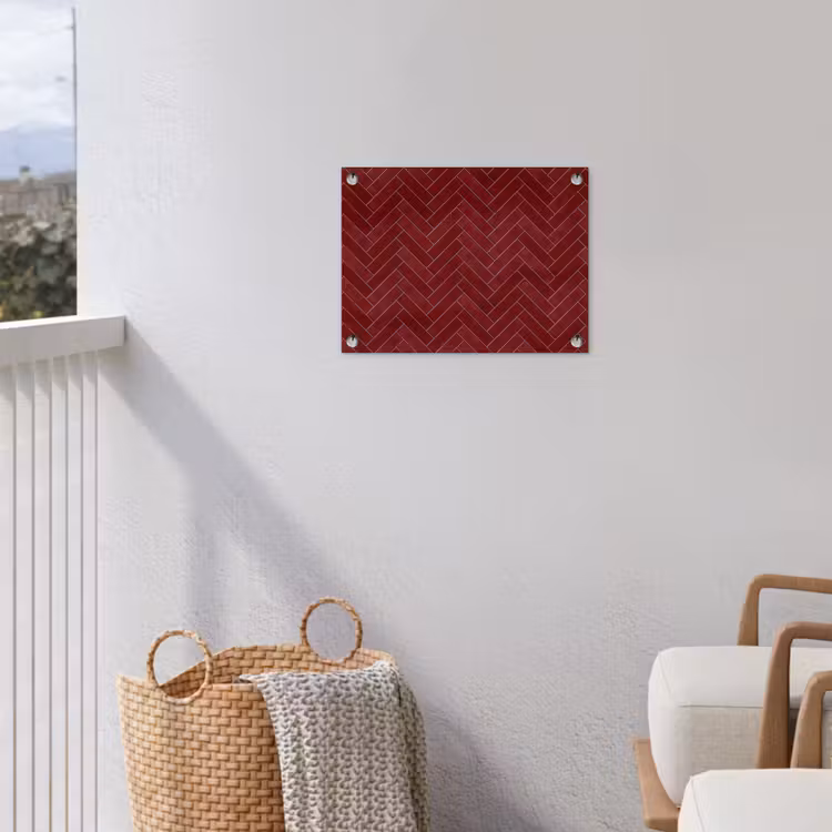 Visgraat - Wandtegel - Bordeaux - Rood tuinposter los doek klein 239 -sfeer8
