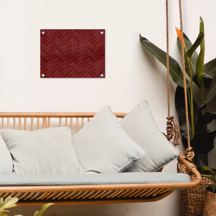 Visgraat - Wandtegel - Bordeaux - Rood tuinposter los doek klein 239 -sfeer7