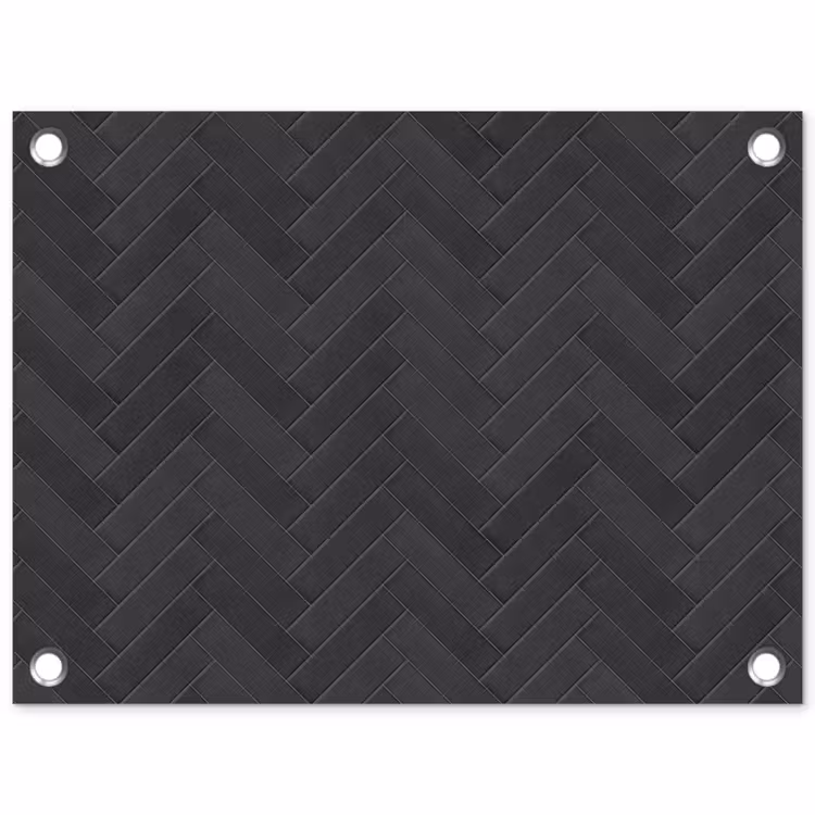 Visgraat - Wandtegel - Donkergrijs tuinposter los doek klein 239 -3d