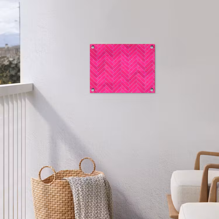 Visgraat - Wandtegel - Fuchsia - Roze tuinposter los doek klein 239 -sfeer8