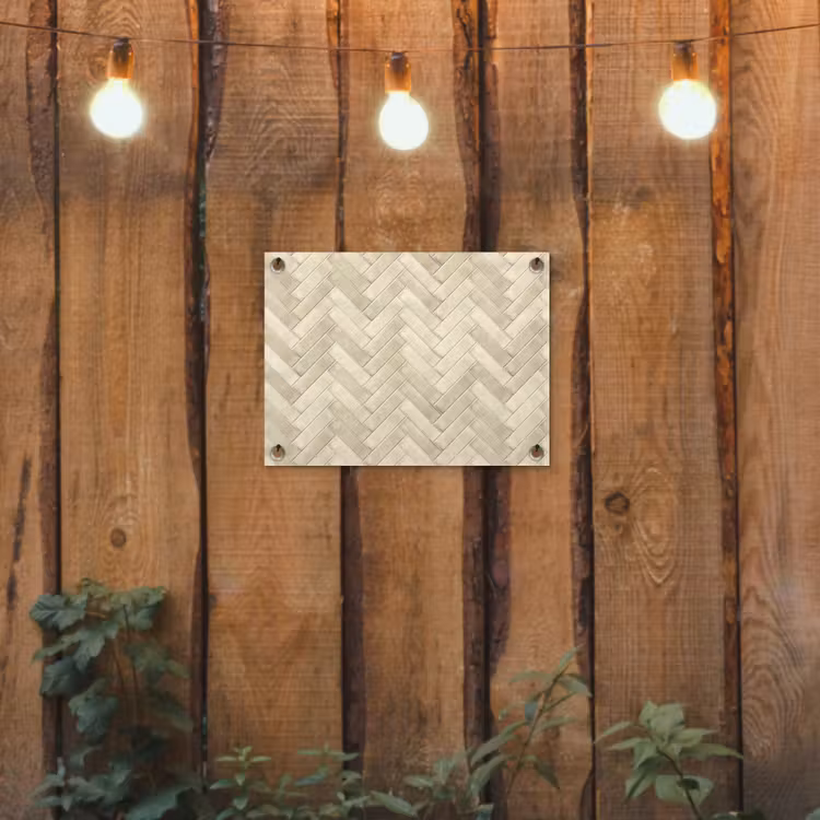 Visgraat - Wandtegel - Licht Beige tuinposter los doek klein 239 -sfeer1