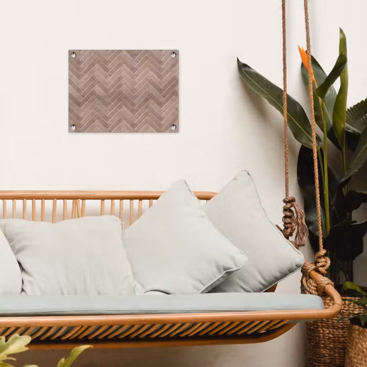 Visgraat - Wandtegel - Oudroze - Terracotta tuinposter los doek klein 239 -sfeer7