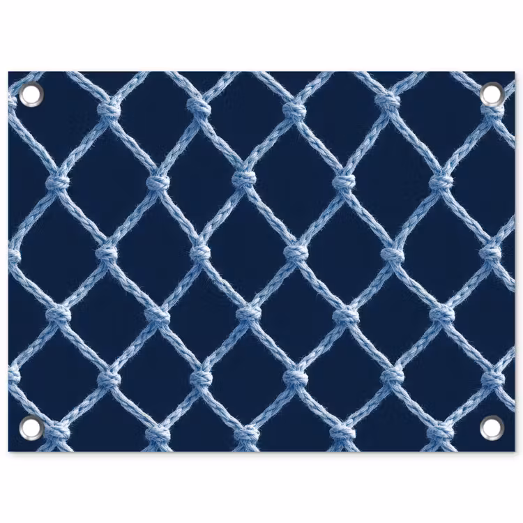 Visnet - Touw - Patroon - Marineblauw tuinposter los doek klein 239 -3d
