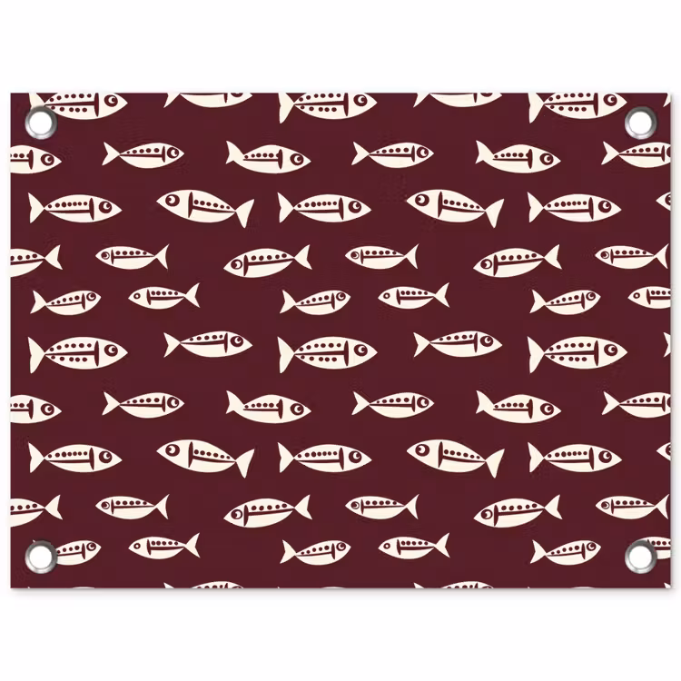 Vissen - Grafisch - Patroon - Donker tuinposter los doek klein 239 -3d