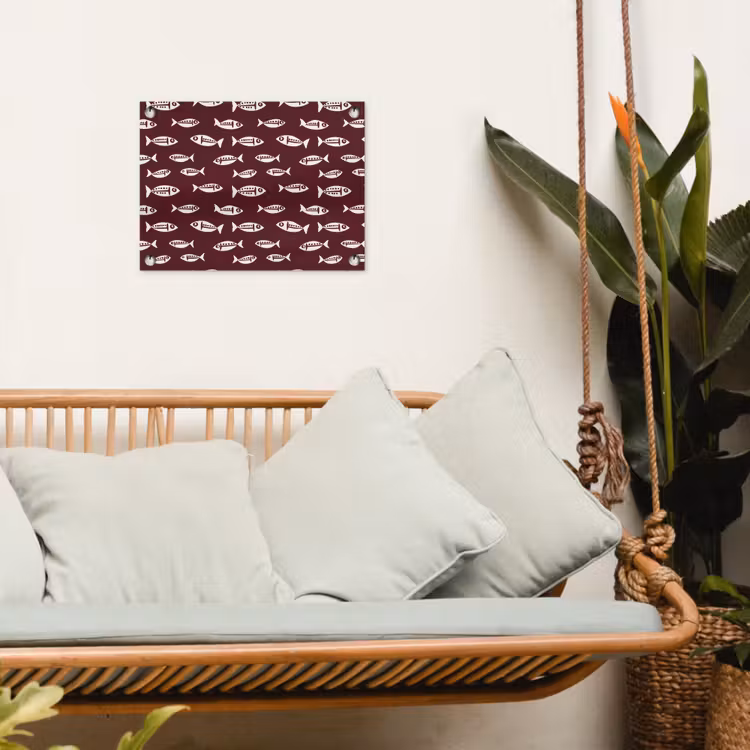 Vissen - Grafisch - Patroon - Donker tuinposter los doek klein 239 -sfeer7