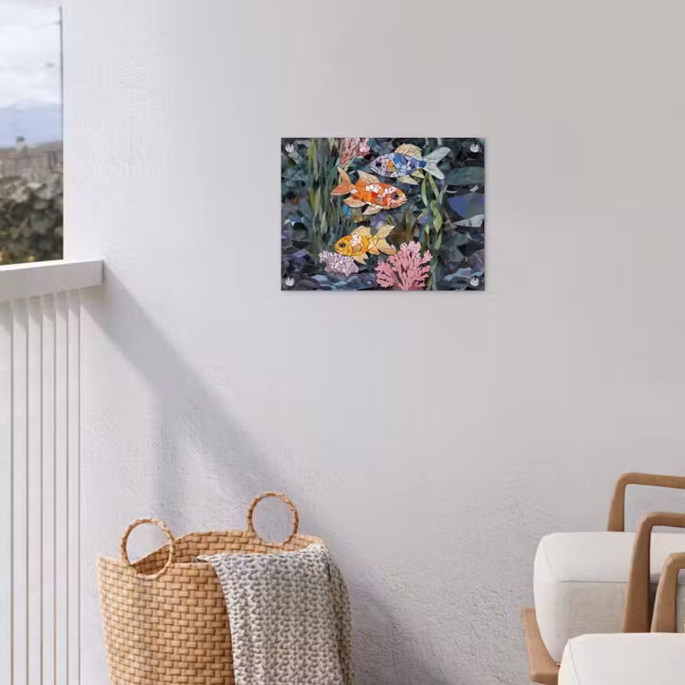 Vissen - Koraal - Zee - Mozaïek tuinposter los doek klein -sfeer8