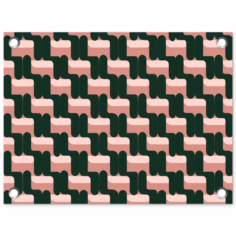 Vlechtpatroon - Groen - Roze - Geometrisch tuinposter los doek klein 239 -3d