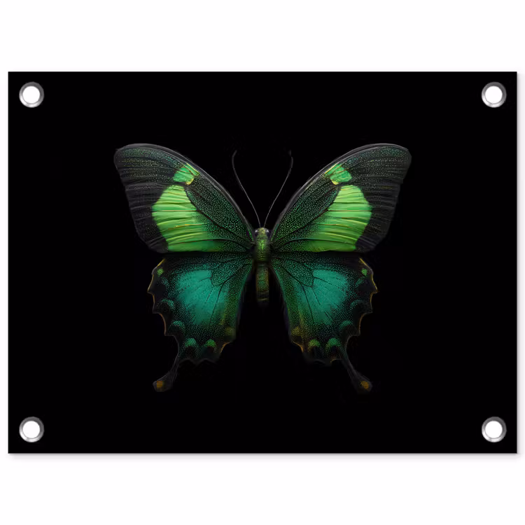 Vlinder - Groen - Opvallend tuinposter los doek klein -3d