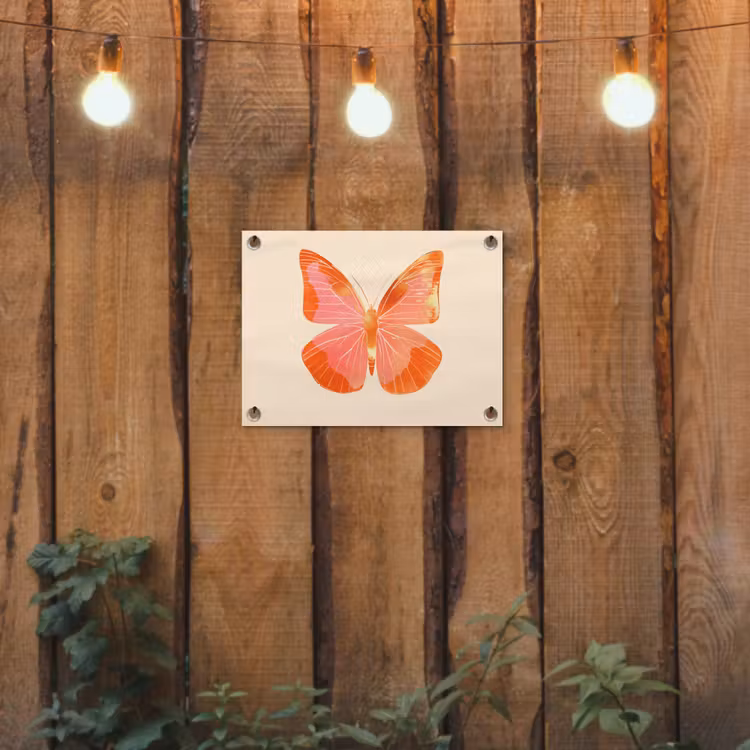 Vlinder - Minimalistisch - Roze tuinposter los doek klein -sfeer1
