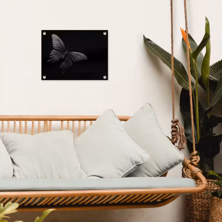Vlinder - Zwart - Insect - Dieren tuinposter los doek klein -sfeer7