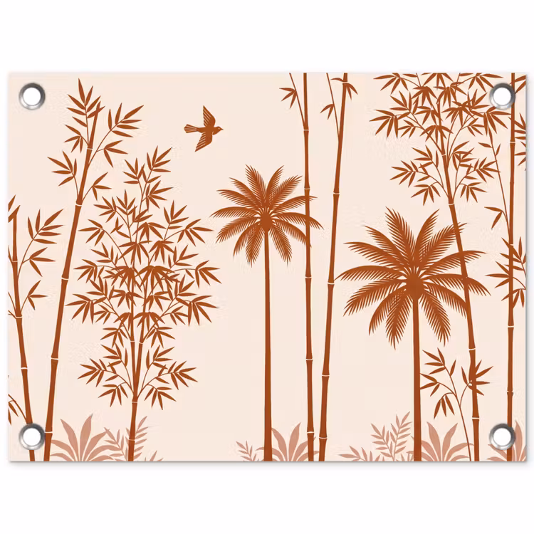 Vogel - Boom - Tropisch - Minimalistisch - Bruin tuinposter los doek klein -3d