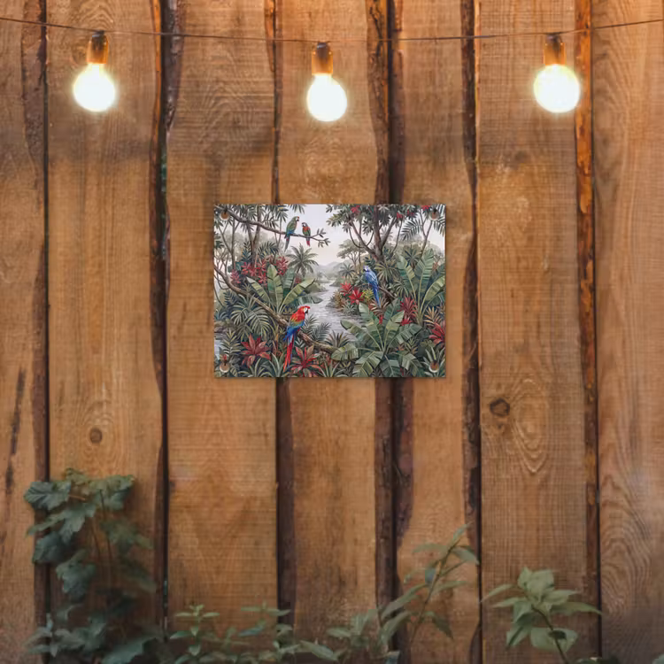 Vogel - Jungle - Natuur - Mozaïek - Groen tuinposter los doek klein -sfeer1