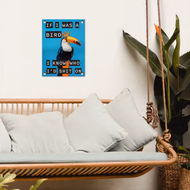 Vogel - Toekan - Blauw - Quotes tuinposter los doek klein -sfeer7