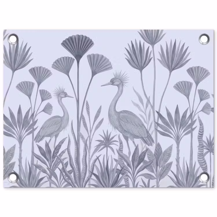 Vogel - Tropisch - Illustratie - Blauwgrijs - Natuur tuinposter los doek klein -3d
