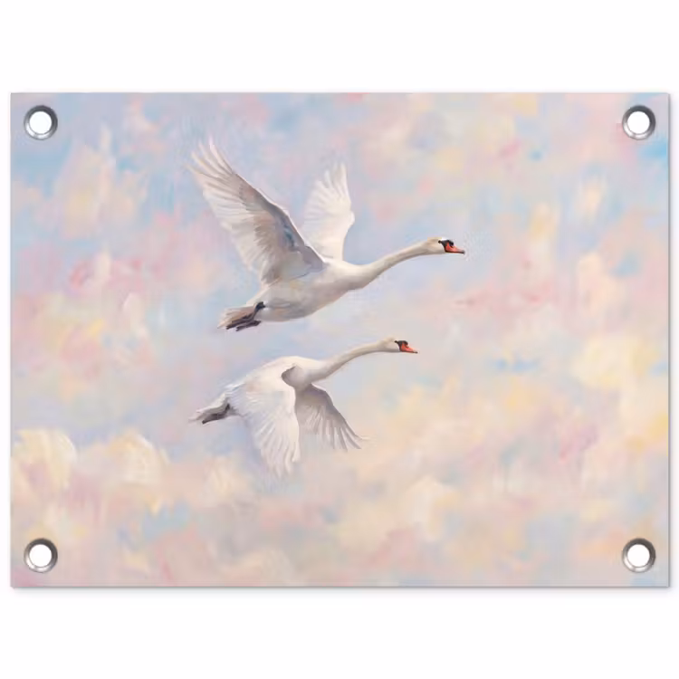 Vogel - Vliegend - Lucht - Modern - Pastel tuinposter los doek klein -3d