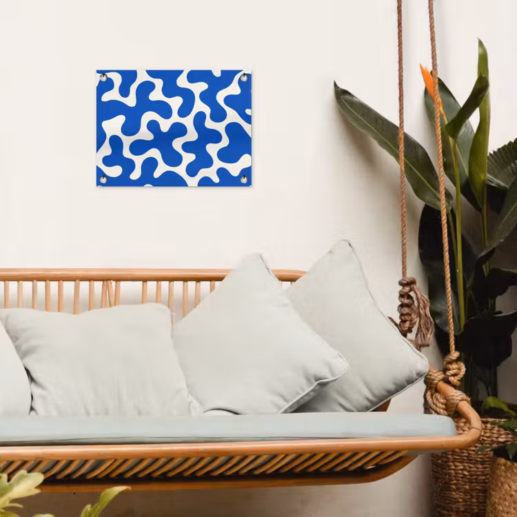 Vormen - Abstract - Blauw - Golven tuinposter los doek klein -sfeer7