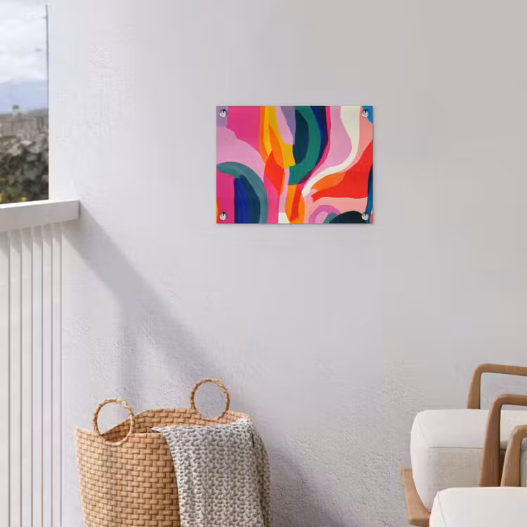 Vormen - Golvend - Abstract - Felroze tuinposter los doek klein -sfeer8